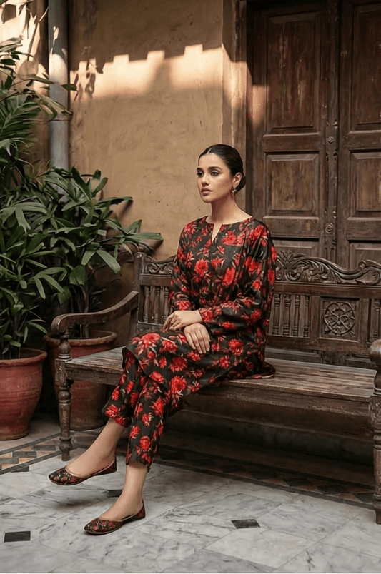 2 Piece Lawn All Over Unstitched Suit - 4401