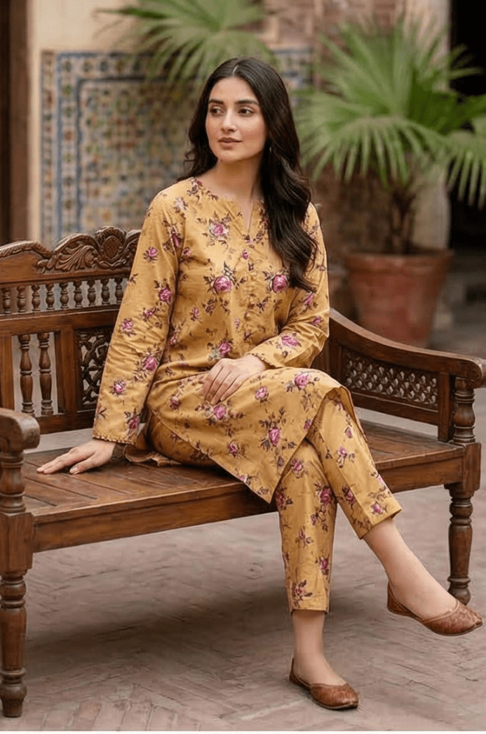 2 Piece Lawn All Over Unstitched Suit- 4403