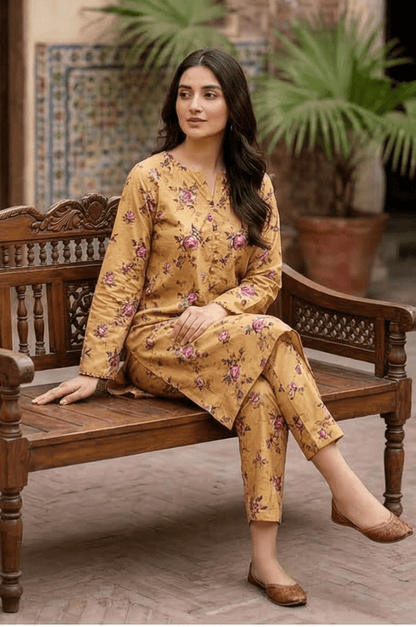 2 Piece Lawn All Over Unstitched Suit- 4403
