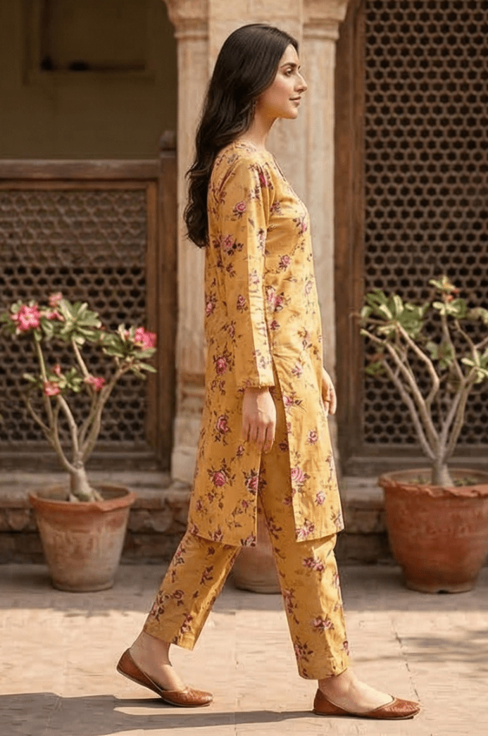 2 Piece Lawn All Over Unstitched Suit- 4403