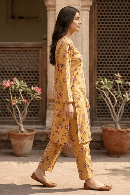 2 Piece Lawn All Over Unstitched Suit- 4403