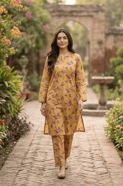 2 Piece Lawn All Over Unstitched Suit- 4403