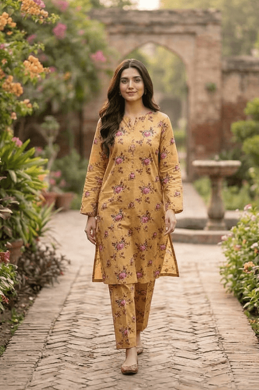 2 Piece Lawn All Over Unstitched Suit- 4403