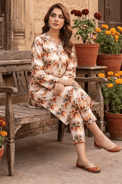 2 Piece Lawn All Over Unstitched Suit - 4404