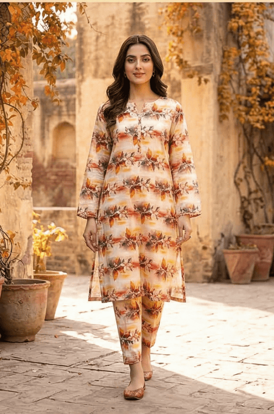 2 Piece Lawn All Over Unstitched Suit - 4404