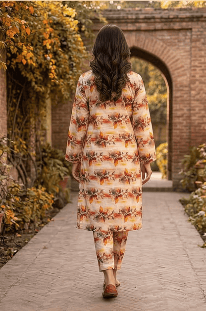2 Piece Lawn All Over Unstitched Suit - 4404