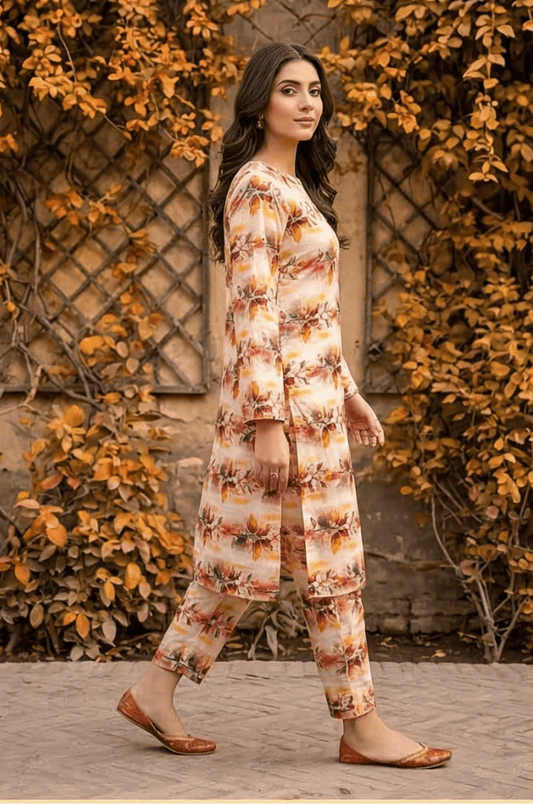 2 Piece Lawn All Over Unstitched Suit - 4404