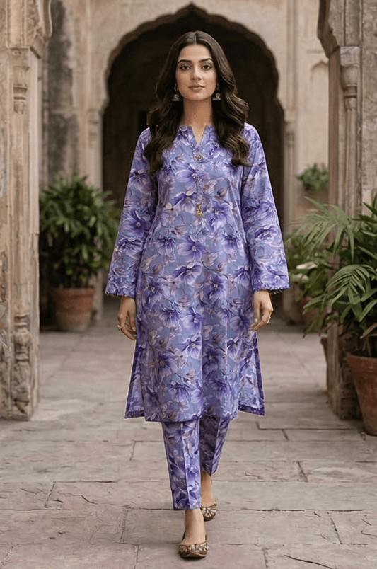 2 Piece Lawn All Over Unstitched Suit - 4405