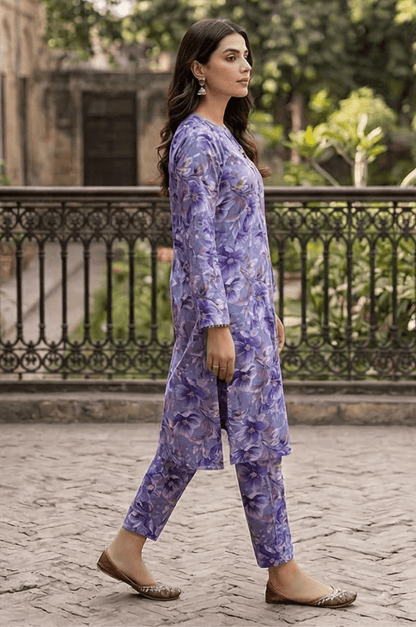 2 Piece Lawn All Over Unstitched Suit - 4405