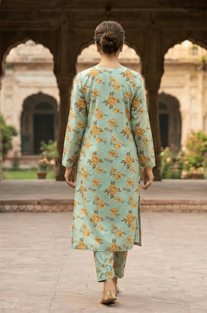 2 Piece Lawn All Over Unstitched Suit - 4406