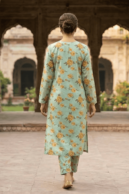 2 Piece Lawn All Over Unstitched Suit - 4406