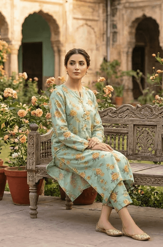 2 Piece Lawn All Over Unstitched Suit - 4406