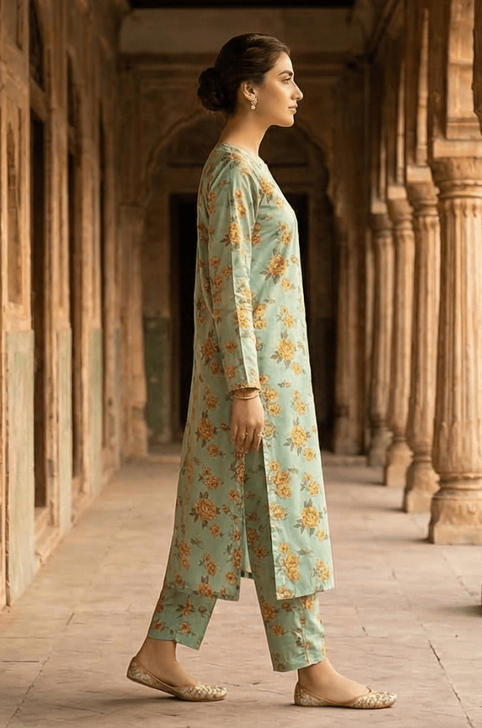 2 Piece Lawn All Over Unstitched Suit - 4406