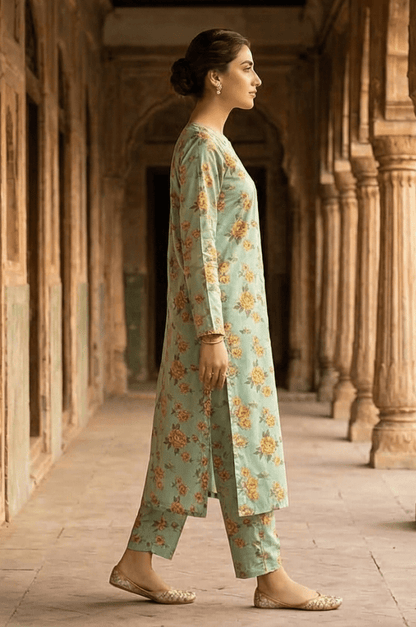 2 Piece Lawn All Over Unstitched Suit - 4406