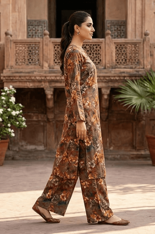 2 Piece Lawn All Over Unstitched Suit - 4407