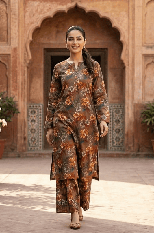 2 Piece Lawn All Over Unstitched Suit - 4407