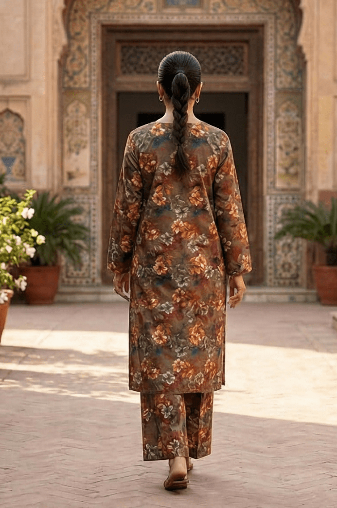 2 Piece Lawn All Over Unstitched Suit - 4407