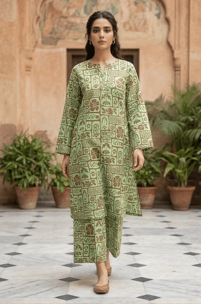 2 Piece Lawn All Over Unstitched Suit - 4408