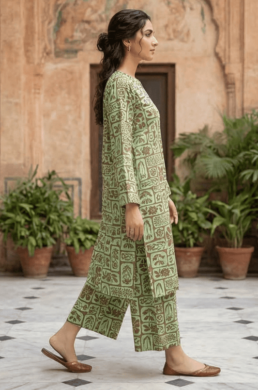 2 Piece Lawn All Over Unstitched Suit - 4408