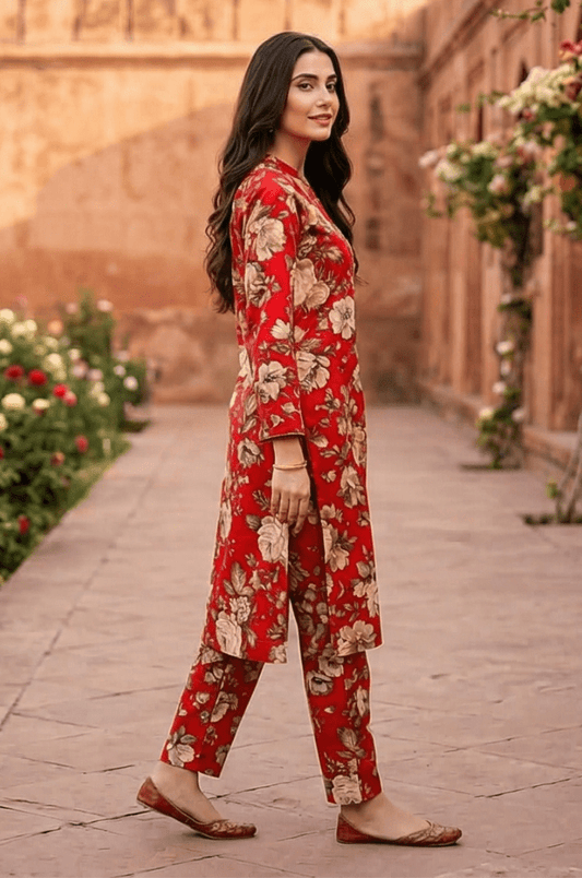 2 Piece Lawn All Over Unstitched Suit - 4409