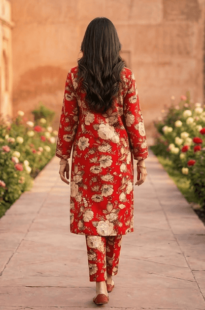 2 Piece Lawn All Over Unstitched Suit - 4409
