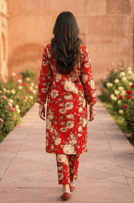 2 Piece Lawn All Over Unstitched Suit - 4409