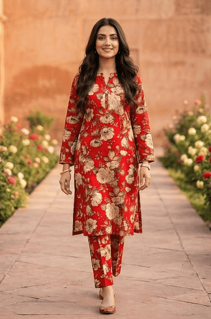 2 Piece Lawn All Over Unstitched Suit - 4409