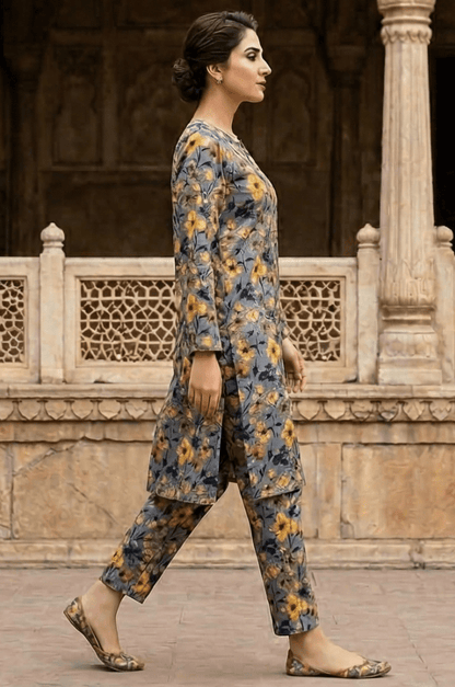 2 Piece Lawn All Over Unstitched Suit - 4410