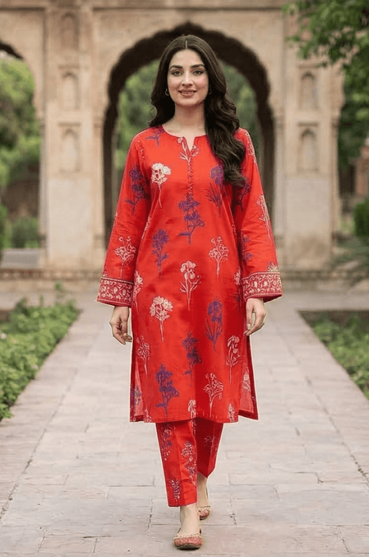 2 Piece Lawn All Over Unstitched Suit - 4411