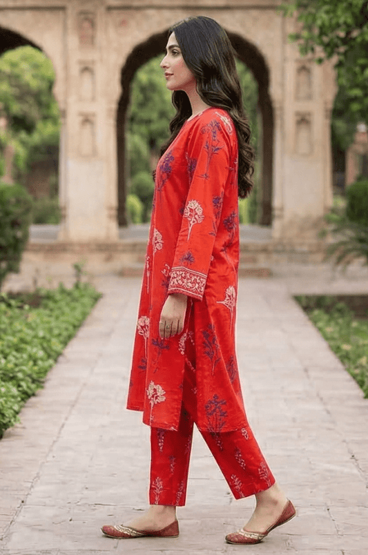 2 Piece Lawn All Over Unstitched Suit - 4411