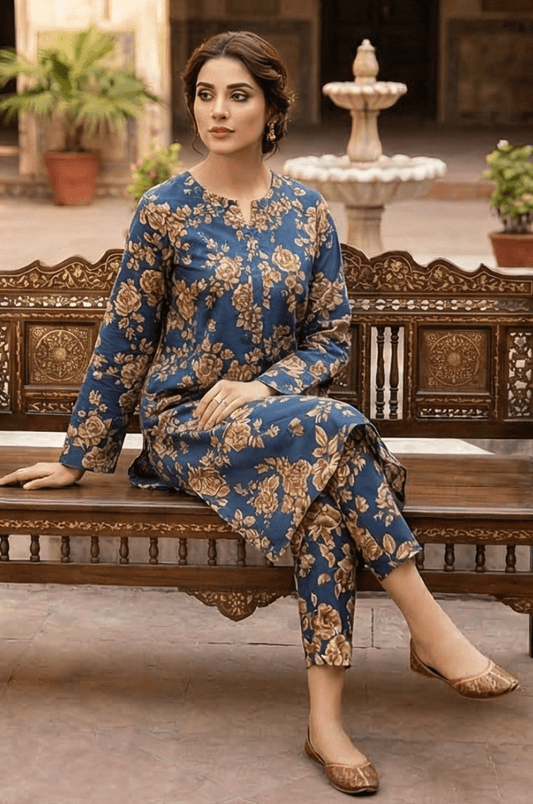 2 Piece Lawn All Over Unstitched Suit - 4412