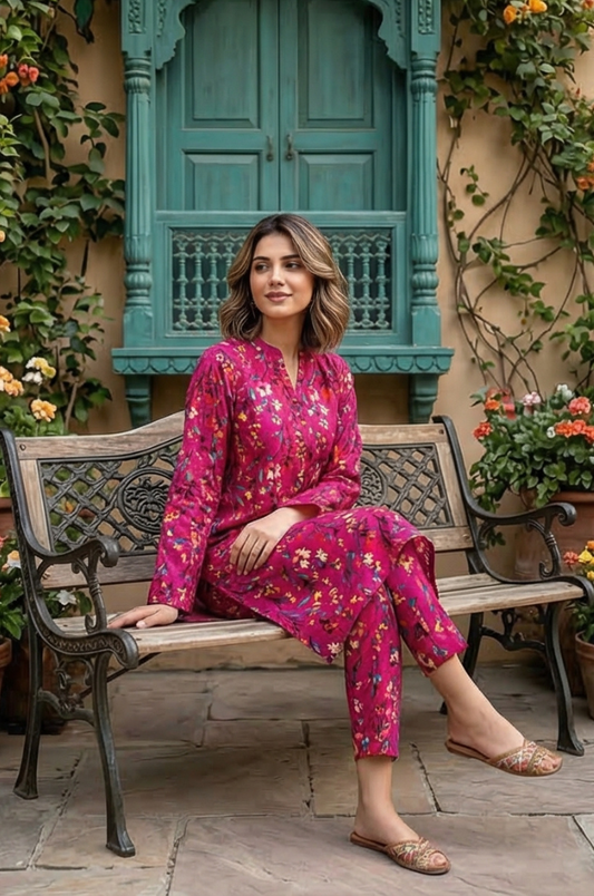 2 Piece Lawn All Over Unstitched Suit - 4413