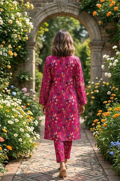 2 Piece Lawn All Over Unstitched Suit - 4413