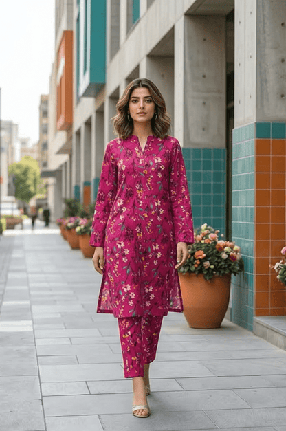 2 Piece Lawn All Over Unstitched Suit - 4413