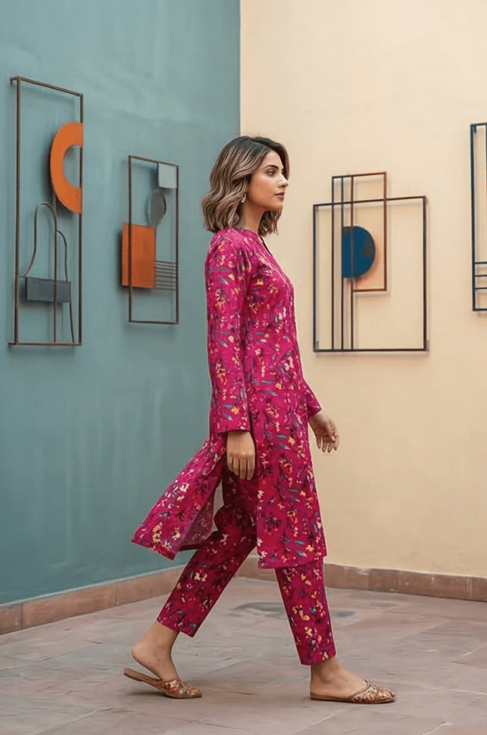 2 Piece Lawn All Over Unstitched Suit - 4413