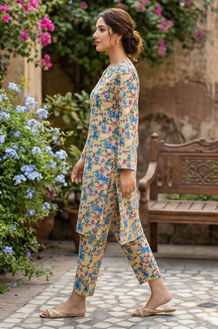 2 Piece Lawn All Over Unstitched Suit - 4414
