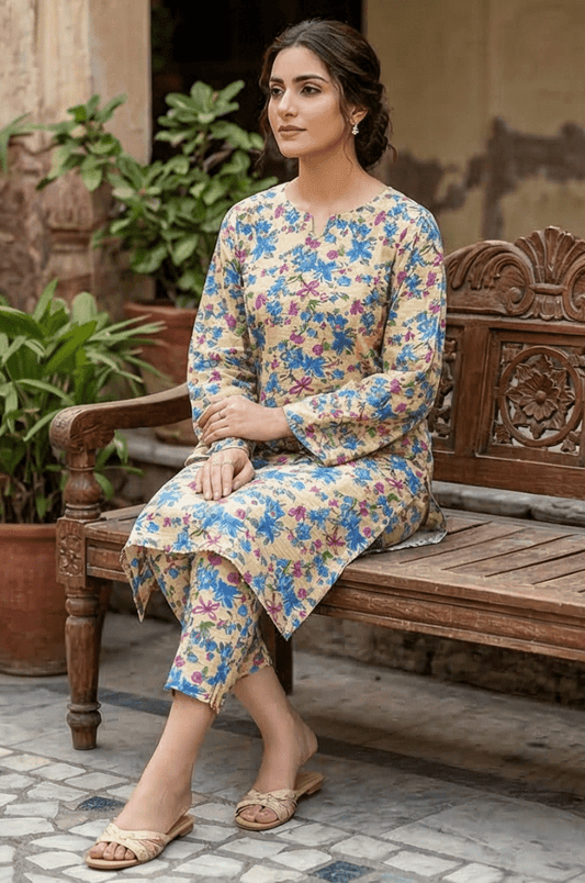 2 Piece Lawn All Over Unstitched Suit - 4414