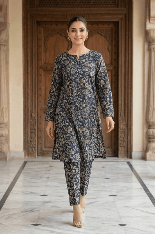 2 Piece Lawn All Over Unstitched Suit - 4415