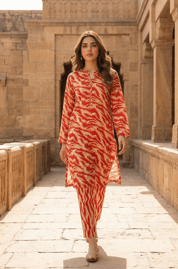 2 Piece Lawn All Over Unstitched Suit - 4416