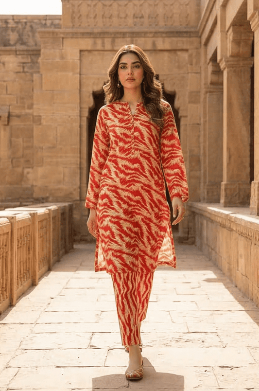 2 Piece Lawn All Over Unstitched Suit - 4416