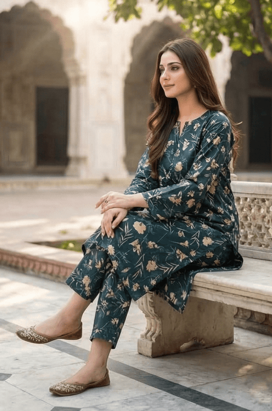 2 Piece Lawn All Over Unstitched Suit - 4420