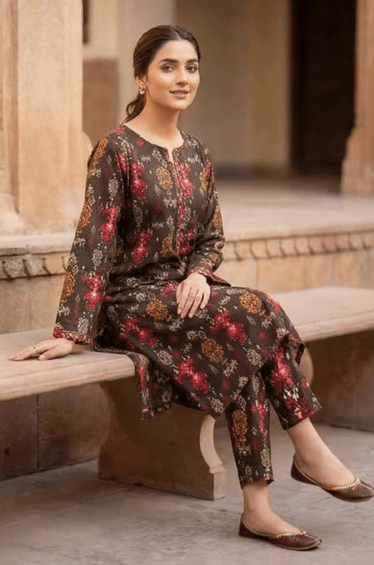 2 Piece Lawn All Over Unstitched Suit - 4421