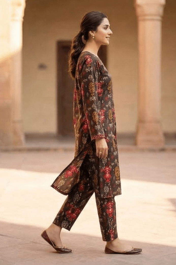 2 Piece Lawn All Over Unstitched Suit - 4421