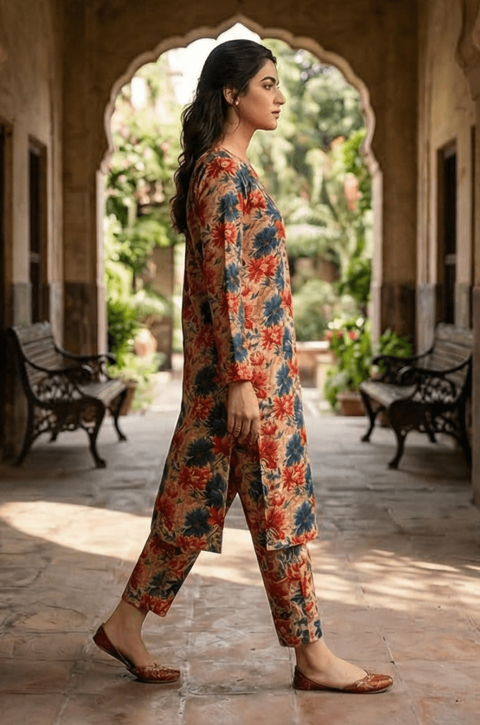 2 Piece Lawn All Over Unstitched Suit - 4436