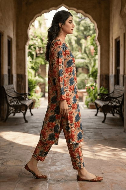 2 Piece Lawn All Over Unstitched Suit - 4436