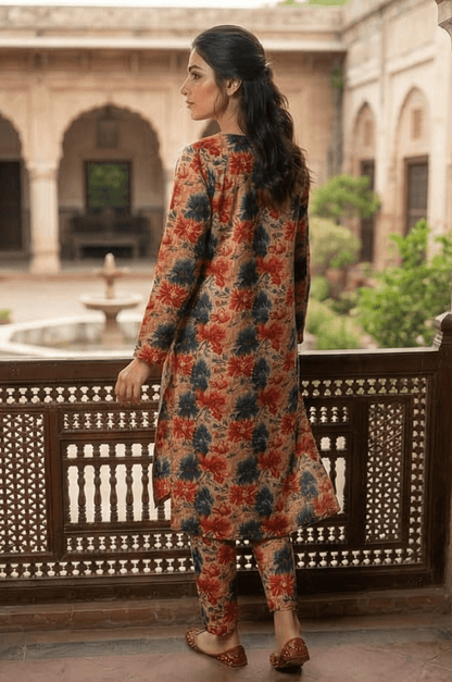 2 Piece Lawn All Over Unstitched Suit - 4436