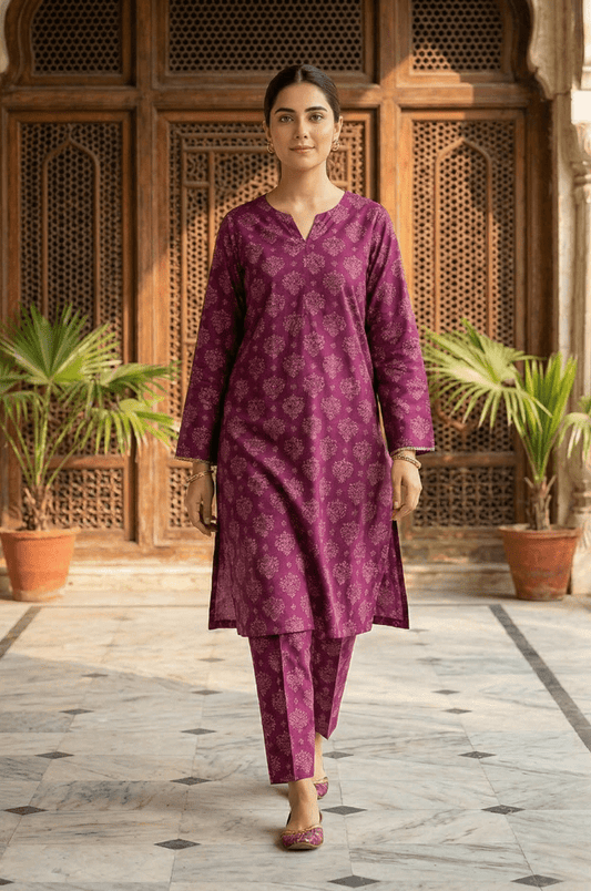 2 Piece Lawn All Over Unstitched Suit - 4437