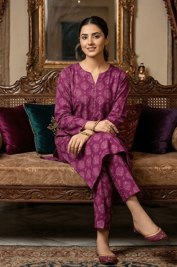 2 Piece Lawn All Over Unstitched Suit - 4437