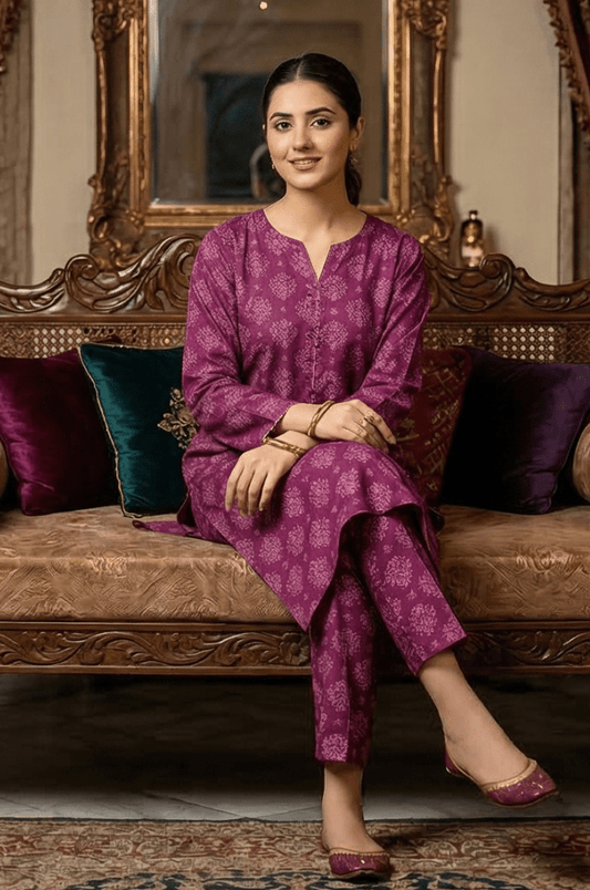 2 Piece Lawn All Over Unstitched Suit - 4437