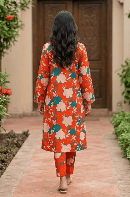 2 Piece Lawn All Over Unstitched Suit - 4438
